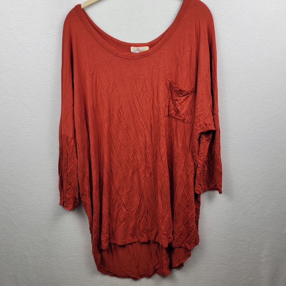 Misia Women's Shirt size 3X, Red, Front Pocket, Loose, Back Buttons Top